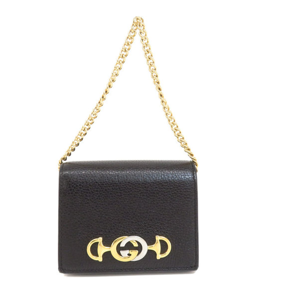 Gucci Handbags - Gucci Zumi Bifold Wallet Chain Coin Purse Leather